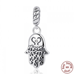 925 Sterling Silver Lucky Hamsa Hand Pendants Charm fit Bracelet &amp; Necklace for Women New Collection SCC031 CHARM-0087