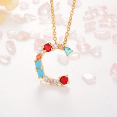Stainless Steel Necklace with Copper Charms NS-0699