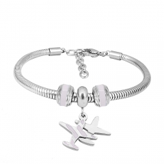 Stainless Steel Fashion Snake Chain Charm Bead Bracelet Women L085571