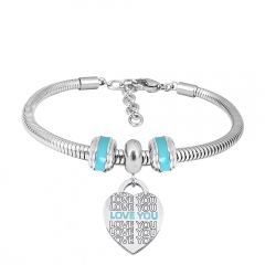 Stainless Steel Fashion Snake Chain Charm Bead Bracelet Women L085583