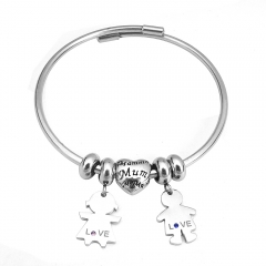 Stainless Steel Fashion Snake Chain Charm Bead Bracelet Women C145015