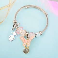 Stainless Steel Bracelet With Alloy Charms BS-1854