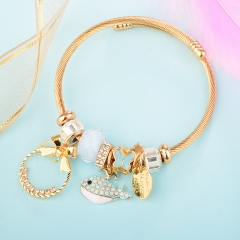 Stainless Steel Bracelet With Alloy Charms BS-1845B