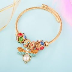 Stainless Steel Bracelet With Alloy Charms BS-1847B