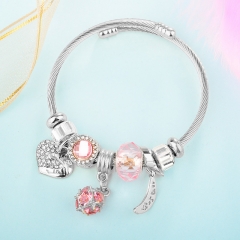 Stainless Steel Bracelet With Alloy Charms BS-1838A