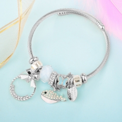 Stainless Steel Bracelet With Alloy Charms BS-1845A