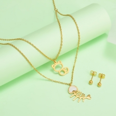 new stainless steel women gold jewelry set  XXXS-0378