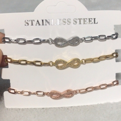 stainless steel chain with copper charm diamond bracelet TTTB-0089