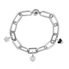 Stainless Steel Women Me Link Bracelet with Small Charms  MY042