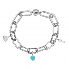 Stainless Steel Women Me Link Bracelet with Small Charms  MY029