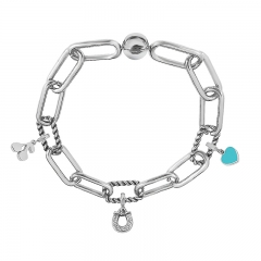 Stainless Steel Women Me Link Bracelet with Small Charms  MY050