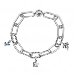 Stainless Steel Women Me Link Bracelet with Small Charms  MY012