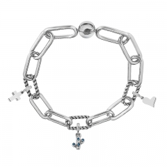 Stainless Steel Women Me Link Bracelet with Small Charms  MY051