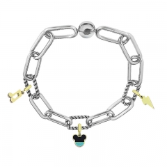 Stainless Steel Women Me Link Bracelet with Small Charms  MY075
