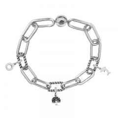 Stainless Steel Women Me Link Bracelet with Small Charms  MY036