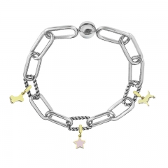 Stainless Steel Women Me Link Bracelet with Small Charms  MY078