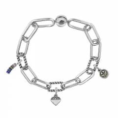 Stainless Steel Women Me Link Bracelet with Small Charms  MY018