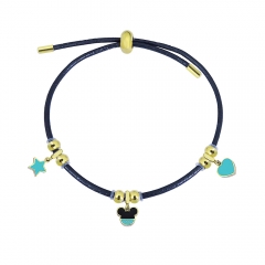 Adjustable Leather Bracelet with Small Charms  PS239