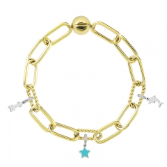 Stainless Steel Women Me Link Bracelet with Small Charms  MYG084
