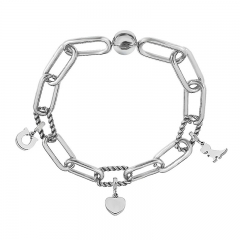 Stainless Steel Women Me Link Bracelet with Small Charms  MY024