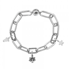 Stainless Steel Women Me Link Bracelet with Small Charms  MY060