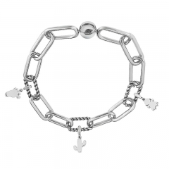 Stainless Steel Women Me Link Bracelet with Small Charms  MY034