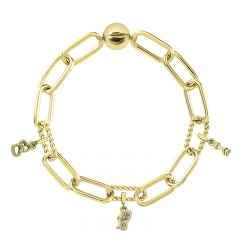 Stainless Steel Women Me Link Bracelet with Small Charms  MYG038