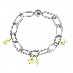 Stainless Steel Women Me Link Bracelet with Small Charms  MY149