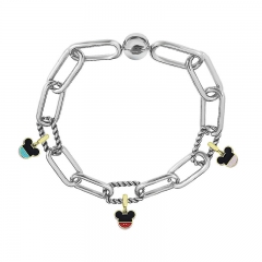 Stainless Steel Women Me Link Bracelet with Small Charms  MY092