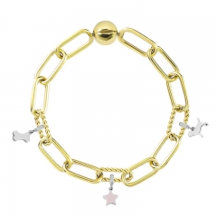 Stainless Steel Women Me Link Bracelet with Small Charms  MYG086