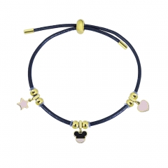 Adjustable Leather Bracelet with Small Charms  PS237