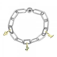 Stainless Steel Women Me Link Bracelet with Small Charms  MY070