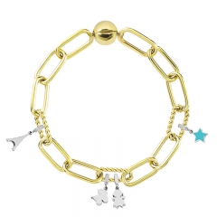 Stainless Steel Women Me Link Bracelet with Small Charms  MYG143