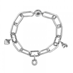 Stainless Steel Women Me Link Bracelet with Small Charms  MY007