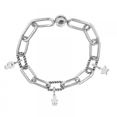 Stainless Steel Women Me Link Bracelet with Small Charms  MY043
