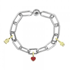 Stainless Steel Women Me Link Bracelet with Small Charms  MY086