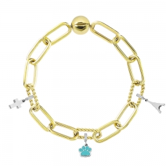 Stainless Steel Women Me Link Bracelet with Small Charms  MYG088