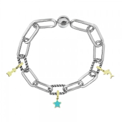 Stainless Steel Women Me Link Bracelet with Small Charms  MY076