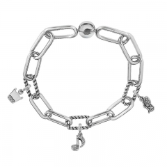 Stainless Steel Women Me Link Bracelet with Small Charms  MY011
