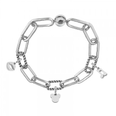 Stainless Steel Women Me Link Bracelet with Small Charms  MY022