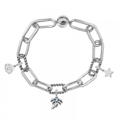 Stainless Steel Women Me Link Bracelet with Small Charms  MY044