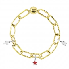 Stainless Steel Women Me Link Bracelet with Small Charms  MYG085