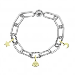 Stainless Steel Women Me Link Bracelet with Small Charms  MY073