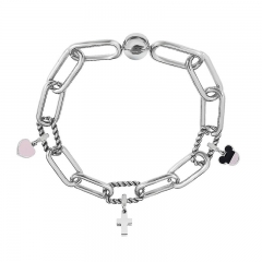 Stainless Steel Women Me Link Bracelet with Small Charms  MY038