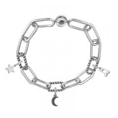 Stainless Steel Women Me Link Bracelet with Small Charms  MY062
