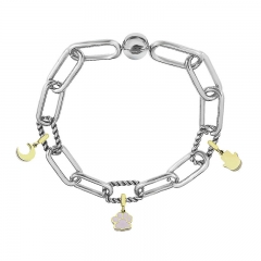 Stainless Steel Women Me Link Bracelet with Small Charms  MY087