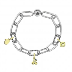 Stainless Steel Women Me Link Bracelet with Small Charms  MY066