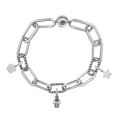 Stainless Steel Women Me Link Bracelet with Small Charms  MY053