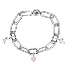 Stainless Steel Women Me Link Bracelet with Small Charms  MY031