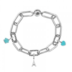 Stainless Steel Women Me Link Bracelet with Small Charms  MY037